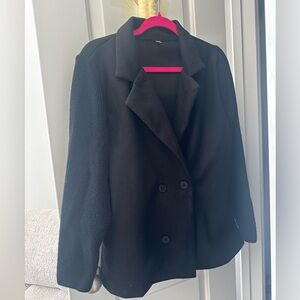 Women's Black Double-Breasted Blazer Jacket